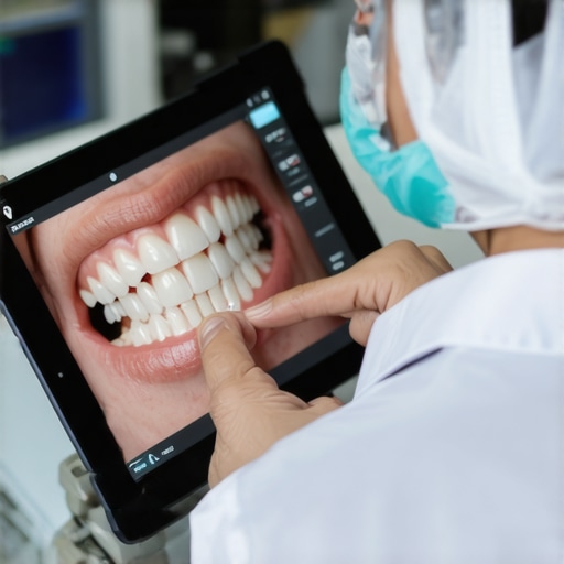 Understanding Your Dental Treatment Plan A dentist showing a patient a digital X-ray on a tablet to explain treatment options.