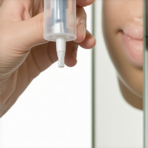 A person applying temporary dental cement to a loose crown for an emergency fix.