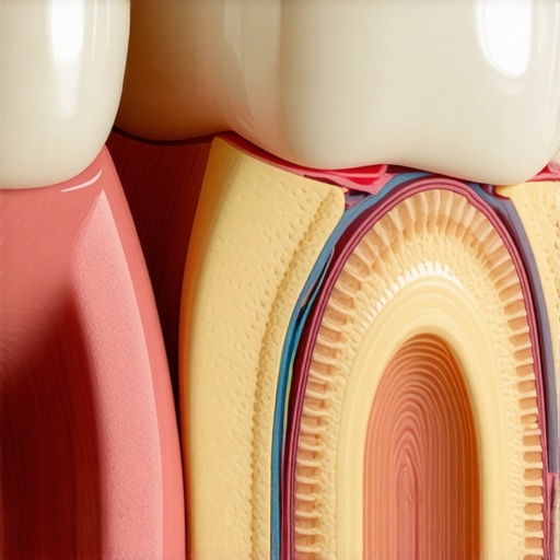 A medical illustration showing gum tissue healing and reattaching to the tooth root.