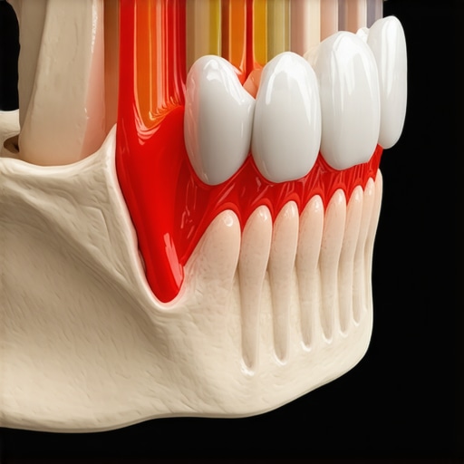 A 3D medical diagram showing how a high dental filling causes stress on the jaw muscles and alignment.