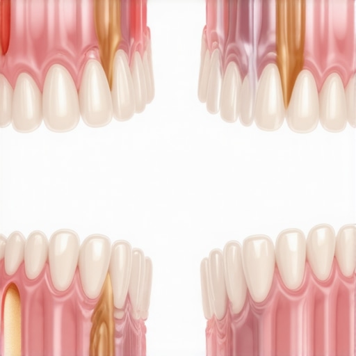 A medical diagram illustrating how jawbone resorption creates ill-fitting dentures and pressure sores.
